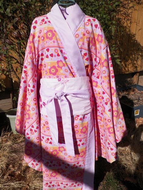 Kids Kimono Robe Costume Pink Floral Size 8 To 10 Handmade Dress Up