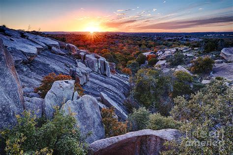 Sunset From The Top Of Little Rock At Enchanted Rock State Park