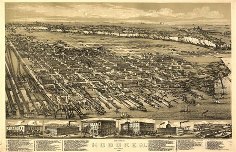 Hoboken Nj Panoramic Map From 1881 This Print Is A Wonderful Etsy