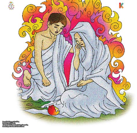 Hawa tatkala mengandung ia melahirkan sepasang anak. Dosa Nabi Adam dan Hawa di Surga | Ebook Anak