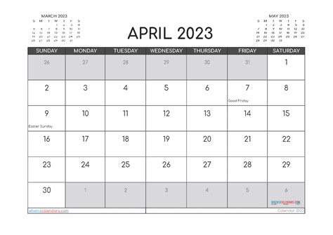 Downloadable Free April 2023 Calendar Printable Pdf