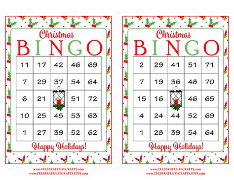 Christmas Bingo Cards With Numbers Pic Nation