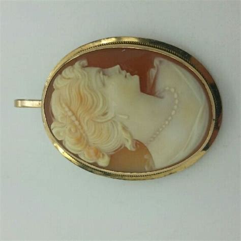 Antique 14k Gold Carved Shell Cameo Brooch Pendant Hand Carved Shell Carved Shell Shell Cameo