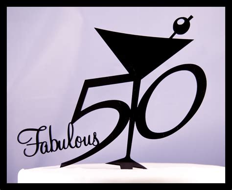 Fabulous Fifty 50 Birthday Cake Topper Martini Glass