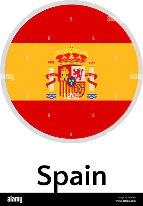 Spain Flag Round Flat Icon European Country Vector Illustration Stock