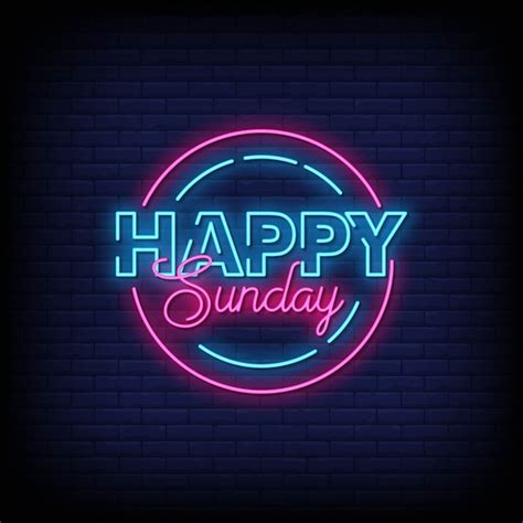 Premium Vector Happy Sunday Neon Signs Style Text