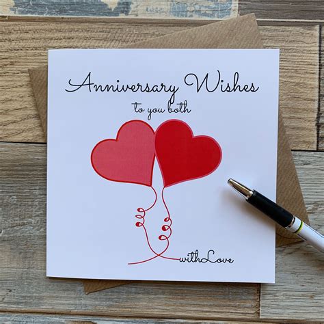 Anniversary Wishes To You Both Love Hearts Design Anniversary Card