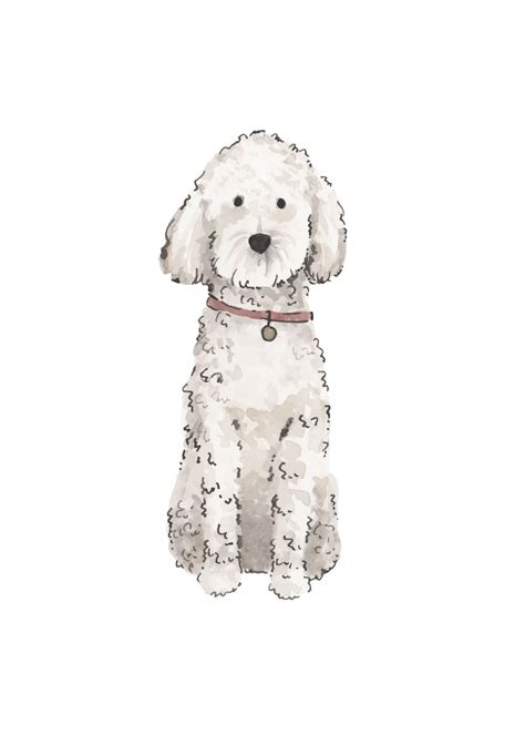 White Goldendoodle Print — Marry Me In Spring Watercolor Dog Cute