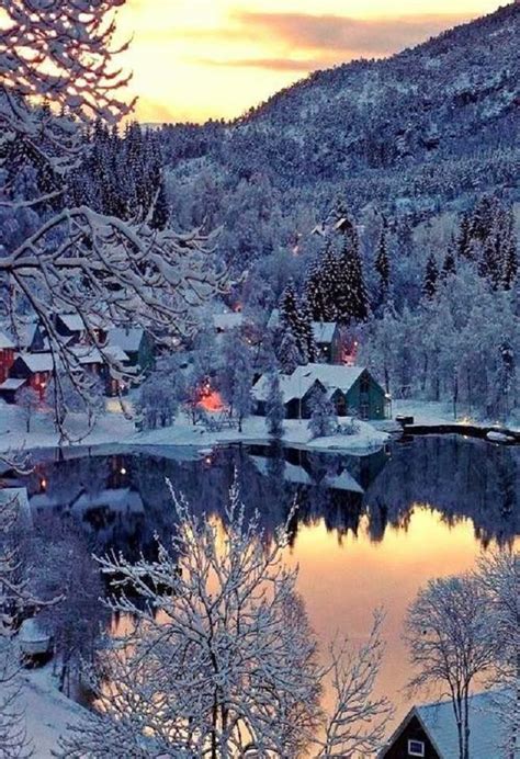 Snowy Village Norway Winter Scenery Winter Landscape Winter Scenes