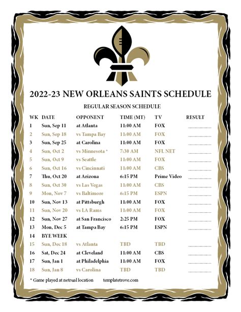 Saints Preseason Schedule 2024 Printable Deidre Meggie