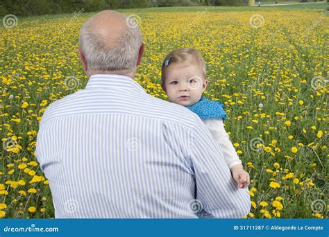 Grandfather With Granddaughter Outdoors Stock Image Image Of