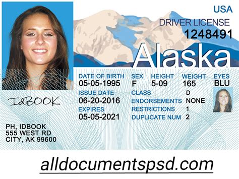 Alaska Driving License Psd Template