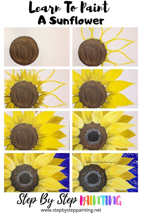 Sunflower Painting Step By Step Tutorial Free Online Lesson Easy