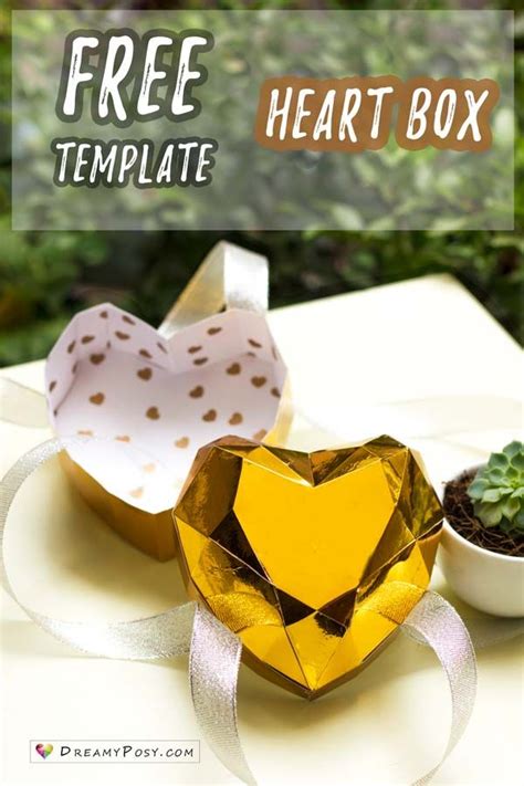How To Make Paper 3d Heart Box Free Template Heart Box Template