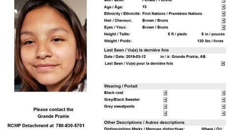 Update Missing 13 Year Old Grande Prairie Girl Found Safe My Grande Prairie Now