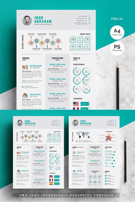 Infographic resumes templates are an excellent choice for anyone seeking employment in a creative or technological field. Modern-Infographic Resume Template #80186