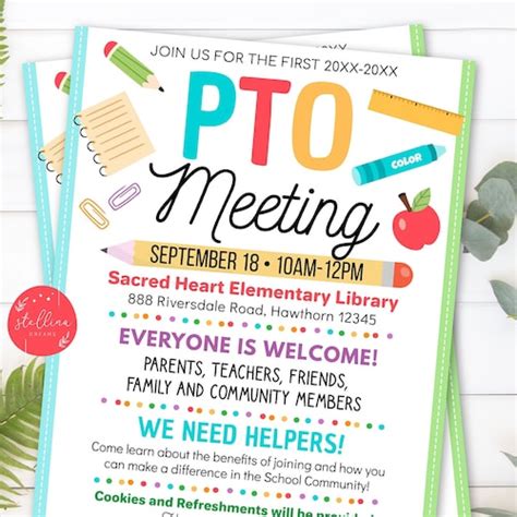Editable Pto Pta Newsletter Flyer Printable Handout School Etsy Canada