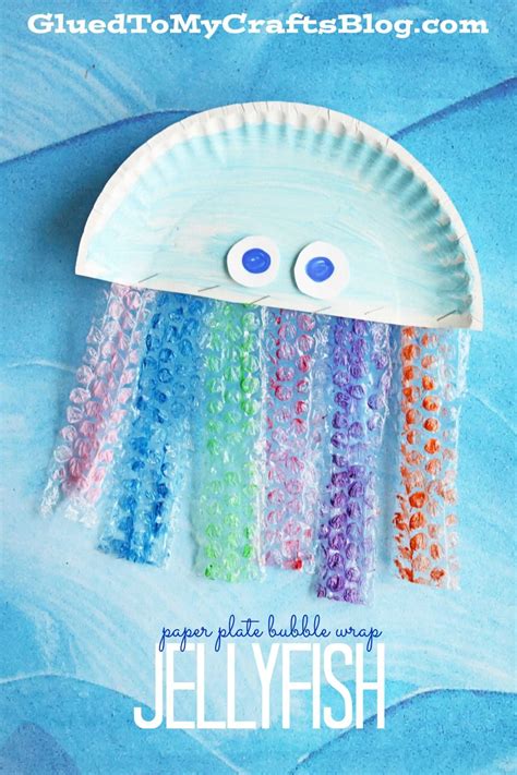 Paper Plate Bubble Wrap Jelly Fish Kid Craft Summer Crafts For Kids