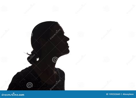 Portrait Of Young Woman Pensive Thinking Side View Silhouette