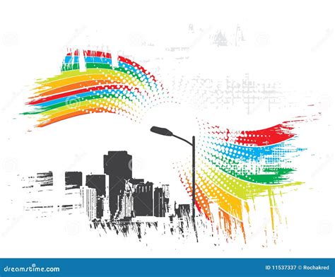 Rainbow Urban City Stock Vector Illustration Of Contour 11537337