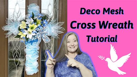 Deco Mesh Cross Wreath Tutorial ~ Dollar Tree Cross Wreath Form