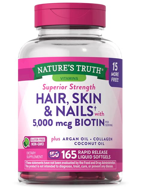 Hair Skin And Nails Vitamins 165 Softgels Extra Strength Plus