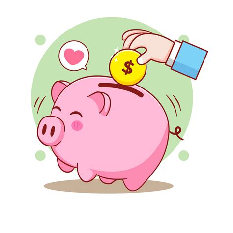 Hand Putting Coin Into Piggy Bank Saving Money Concept Vector Art