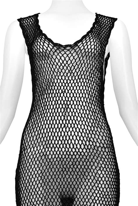 Vintage Dolce And Gabbana 1995 Black Fishnet Dress At 1stdibs