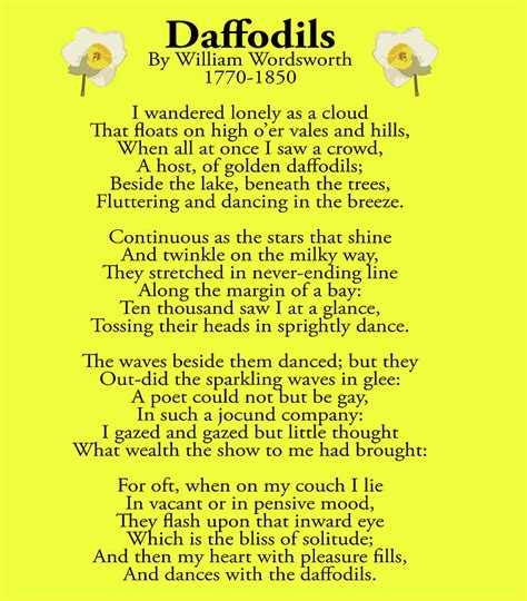 Poetry Poem Daffodils By William Wordsworth 1770 1850 Digital Art