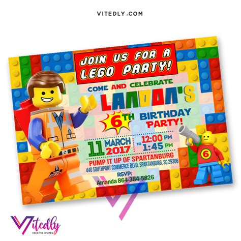 Lego Invitations Lego Birthday Invitations Lego Blocks Invitation