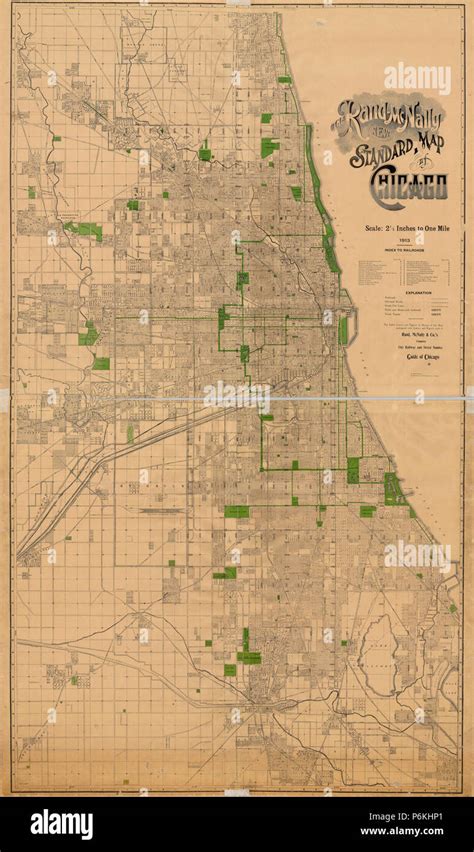 1913 Chicago Map By Rand Mcnally Stock Photo Alamy