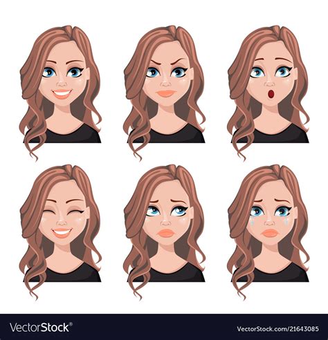 Face Expressions Of Realtor Woman Royalty Free Vector Image