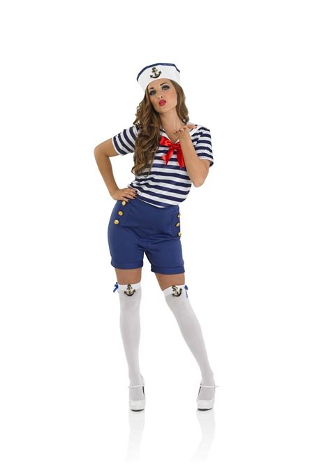 Ladies Sassy Sailor Girl Costume For Navy Military Fancy Dress Adults