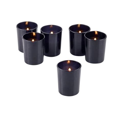 Light In The Dark Black Frosted Glass Round Votive Candle