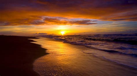 Awesome Sunset At Beach Hd Widescreen Desktop