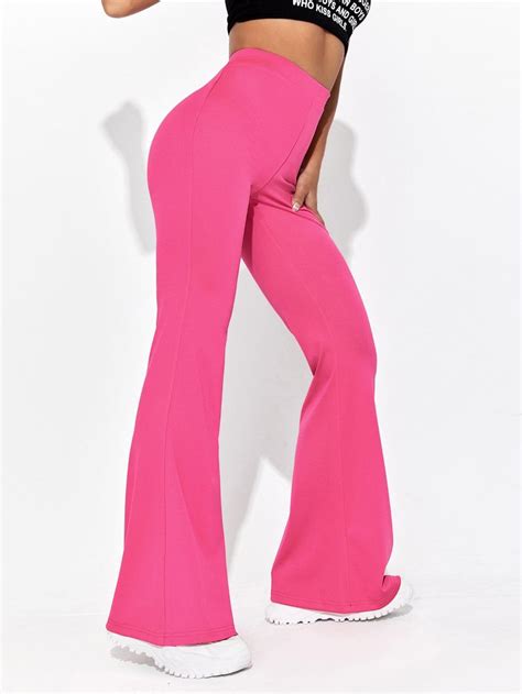 high waist bootcut leg trousers stylish work attire pink pants