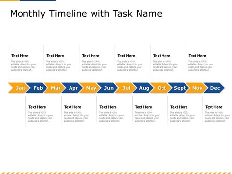 Monthly Timeline With Task Name M2601 Ppt Powerpoint Presentation