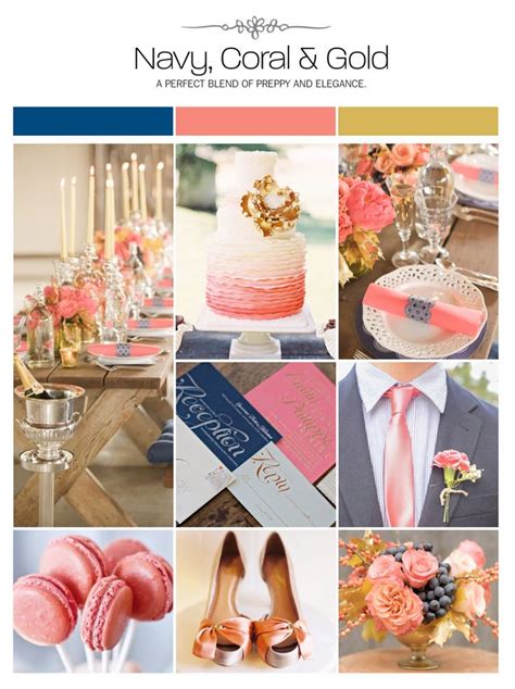 Navy Coral Gold Wedding