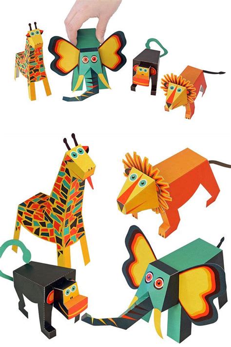 Jungle Animals Paper Toys Diy Paper Craft Kit 3d Paper Animals 4