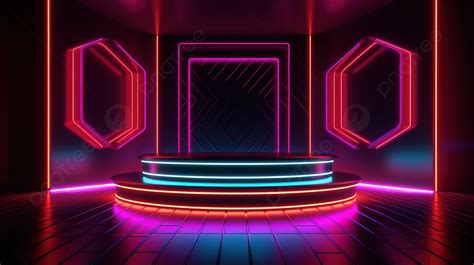 Strobe Stage With Neon Lights Design Studio Background 3d Background