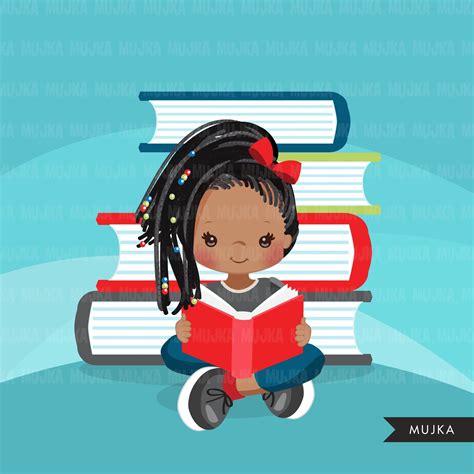 Reading Clipart School Activity Homework Student Black Girl Graphic