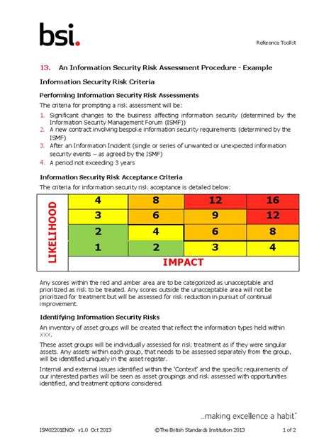 13 Information Security Risk Assessment Procedure Exampledocx