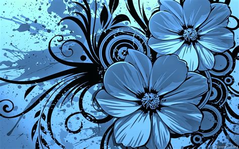 Dark Blue Flowers Art Id 81435 Art Abyss