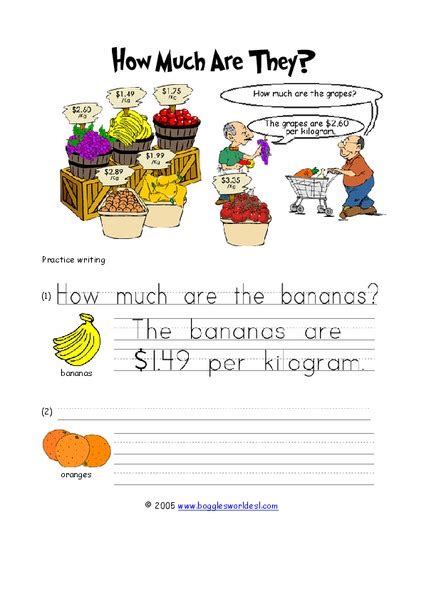 How Much Are They Worksheet For 1st 2nd Grade Lesson Planet