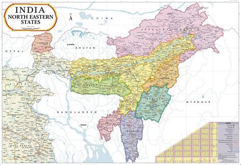 North East India Map Meghalaya Manipur Mizoram Sikkim Tripura