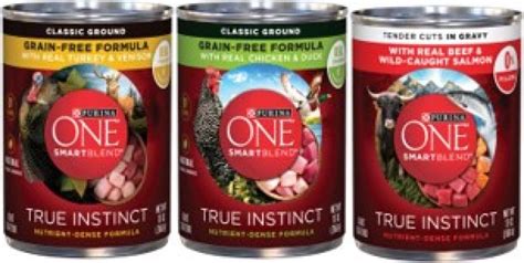 The true instinct series has more meat than the regular smart blend, so you pay a little more and get better product. Purina One TRUE INSTINCT® Wet Dog Food 368g can Reviews ...