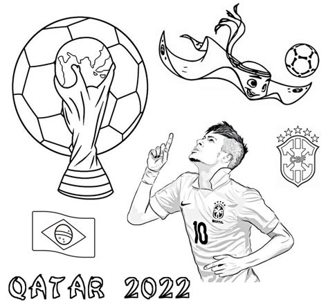 Dibujo para colorear Copa Mundial de Fútbol Brasil Neymar Neymar Football Drawing