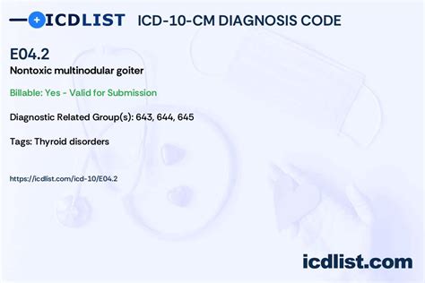 Icd 10 Cm Diagnosis Code E042 Nontoxic Multinodular Goiter