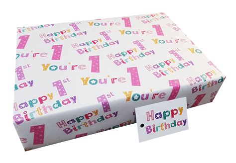 1st Birthday Girl Wrapping Paper Pink T Wrap Age 1 With Etsy