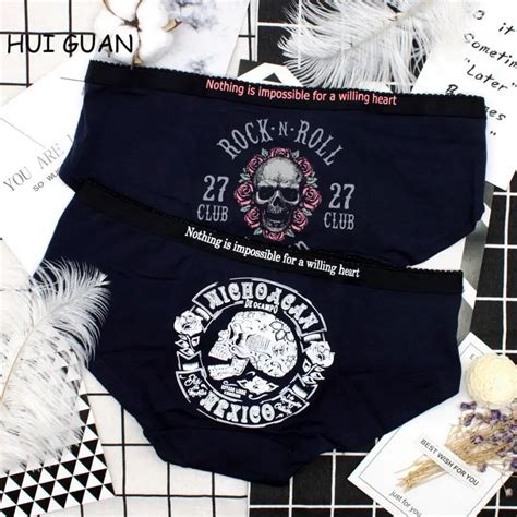 Hui Guan Punk Rock 27 Club Skull 3d Panties Sex Women Cool Skeleton